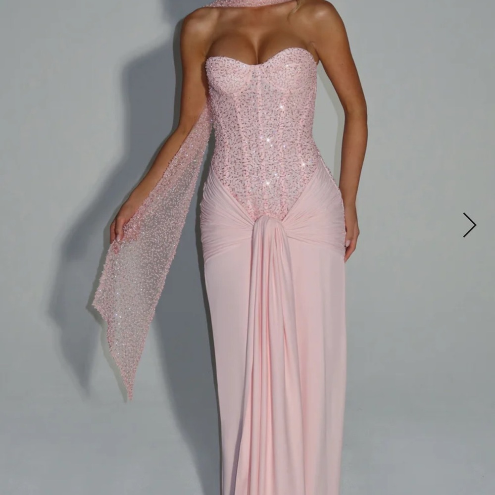 Elegant Blush Pink Sequin Maxi Dress